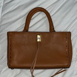 Rebecca Minkoff Pebbled Leather Satchel in Brown with Gold Hardware
